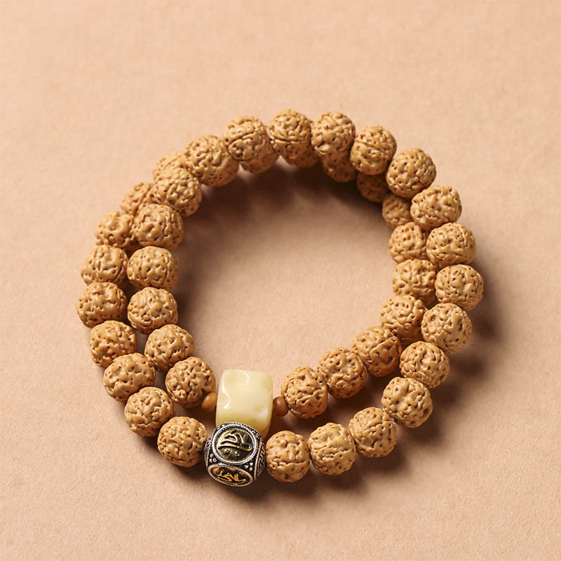 10mm Bodhi Seed Three-eyed Dzi Buddha Hand Wealth Bracelet