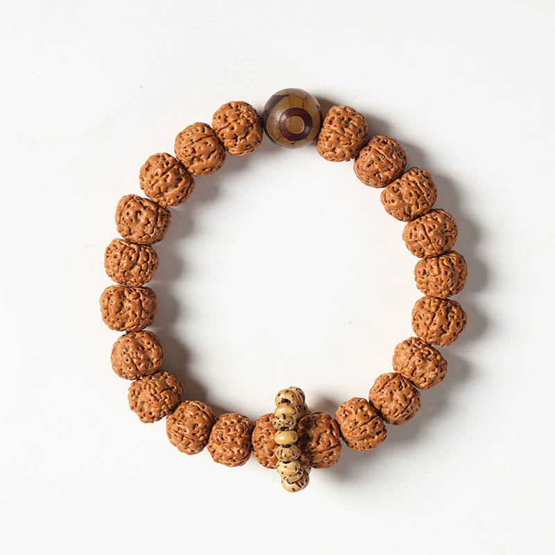 10mm Bodhi Seed Three-eyed Dzi Buddha Hand Wealth Bracelet
