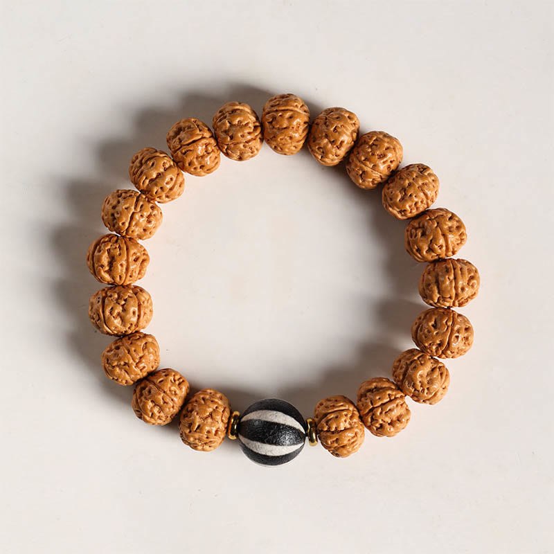 10mm Bodhi Seed Three-eyed Dzi Buddha Hand Wealth Bracelet