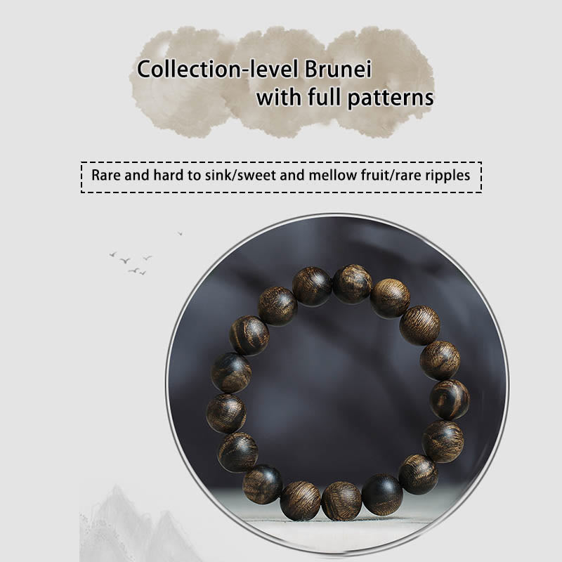 10mm Brunei Agarwood Water Ripple Peace Bracelet