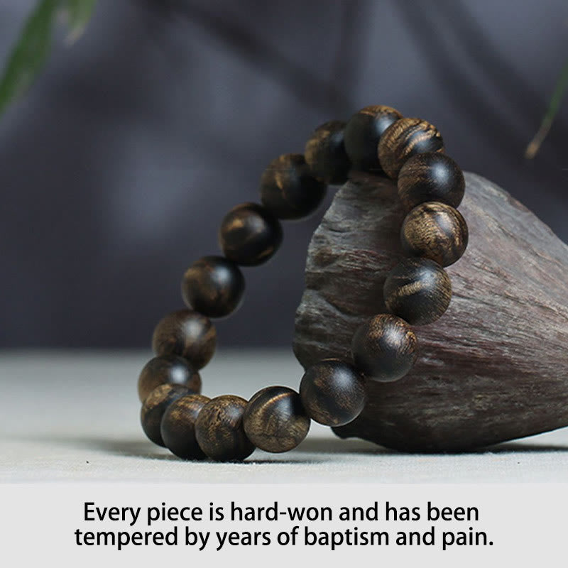 10mm Brunei Agarwood Water Ripple Peace Bracelet