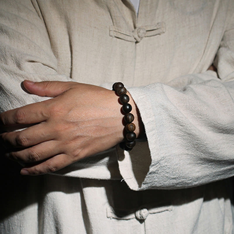 10mm Brunei Agarwood Water Ripple Peace Bracelet