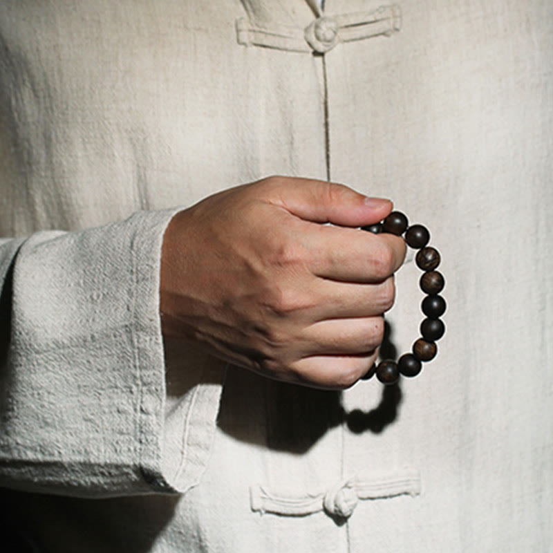 10mm Brunei Agarwood Water Ripple Peace Bracelet