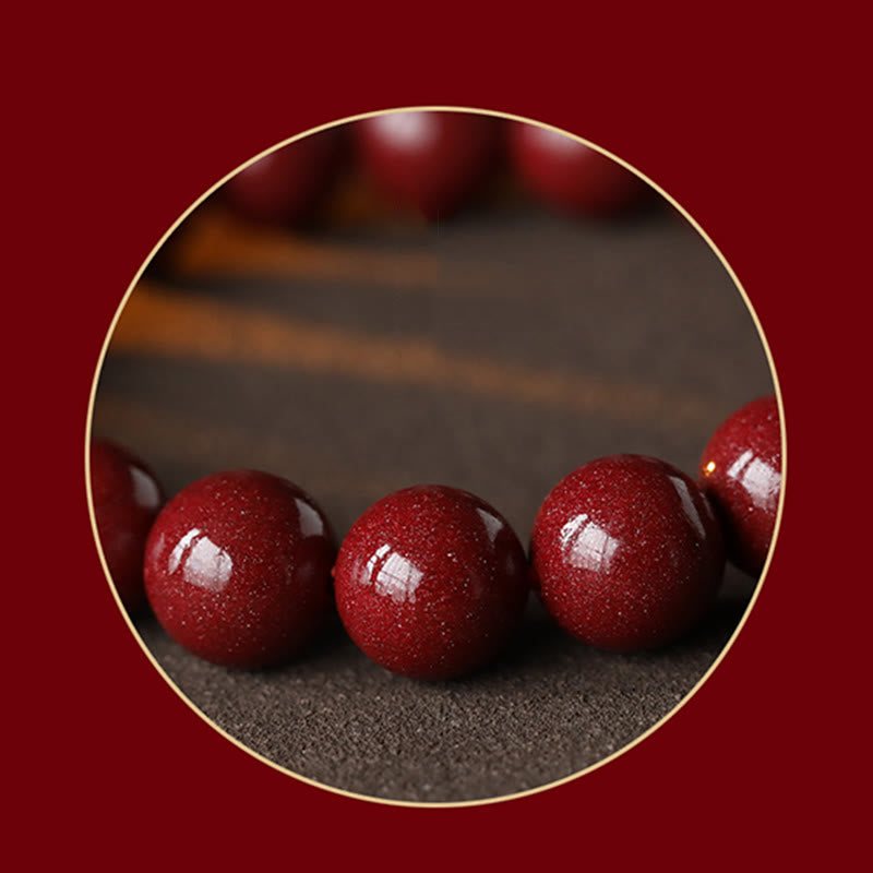 10mm Chinese Zodiac Cinnabar Silver Calm Bracelet