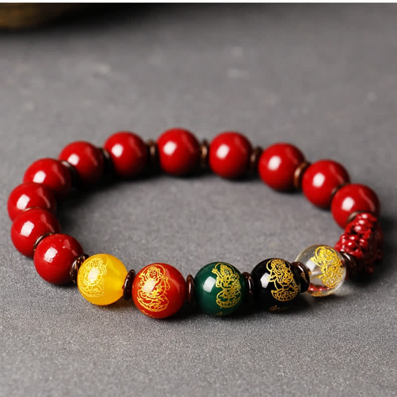 10mm Cinnabar PiXiu Blessing Bracelet for Wealth & Calm