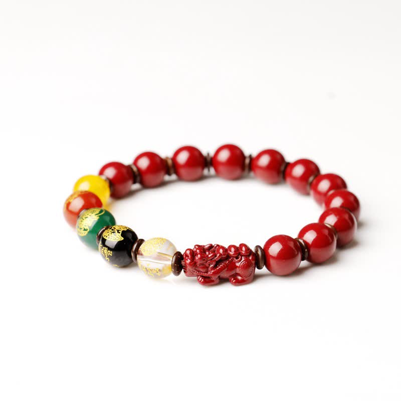 10mm Cinnabar PiXiu Blessing Bracelet for Wealth & Calm