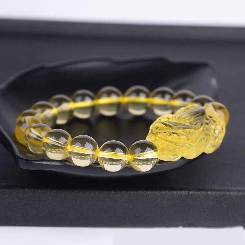 10mm Citrine Pi Xiu Bracelet for Prosperity & Protection