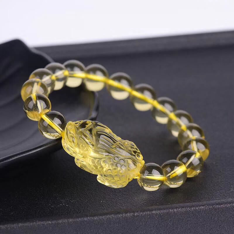 10mm Citrine Pi Xiu Bracelet for Prosperity & Protection
