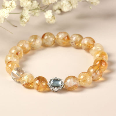 10mm Citrine Rutilated Quartz Prosperity Bracelet