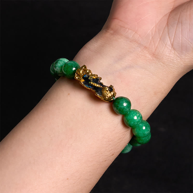 10mm Cyan Jade PiXiu Protection Bracelet