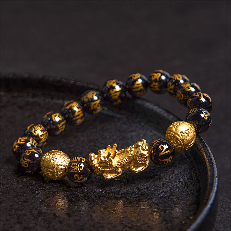 10mm FengShui PiXiu Obsidian Wealth & Protection Bracelet