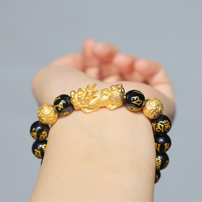 10mm FengShui PiXiu Obsidian Wealth & Protection Bracelet