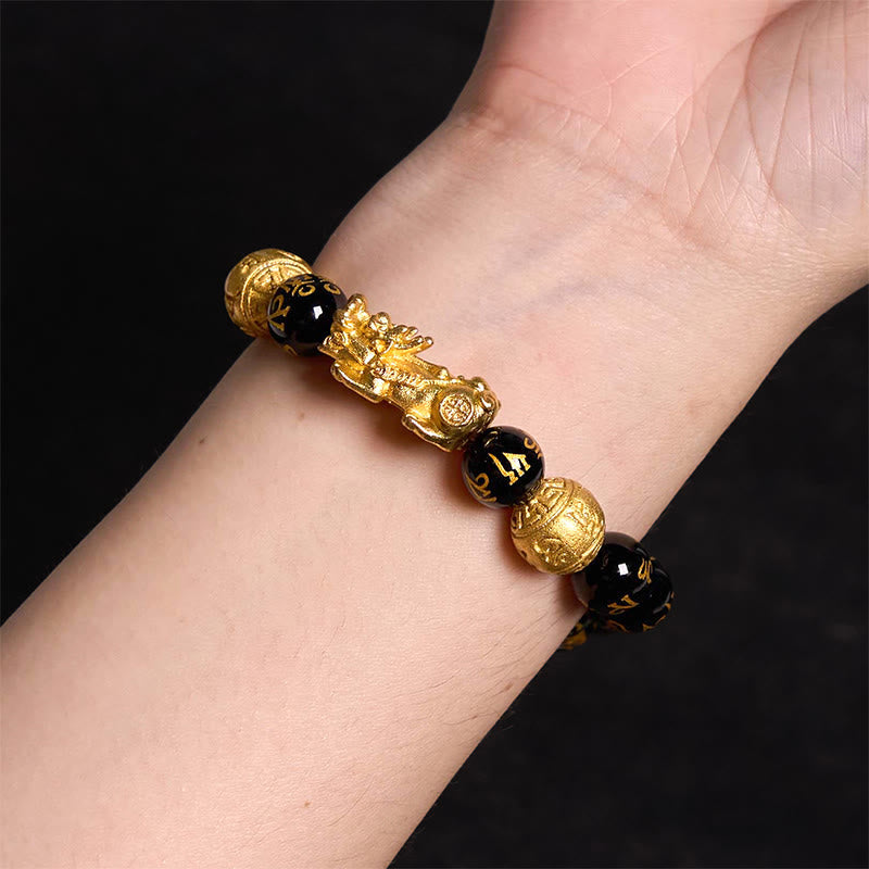 10mm FengShui PiXiu Obsidian Wealth & Protection Bracelet