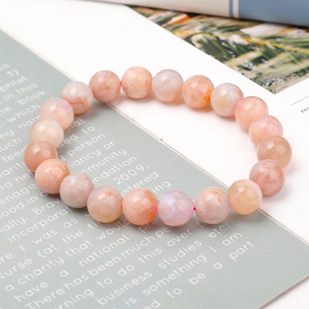 10mm Flower Agate Bracelet for Healing & Balance