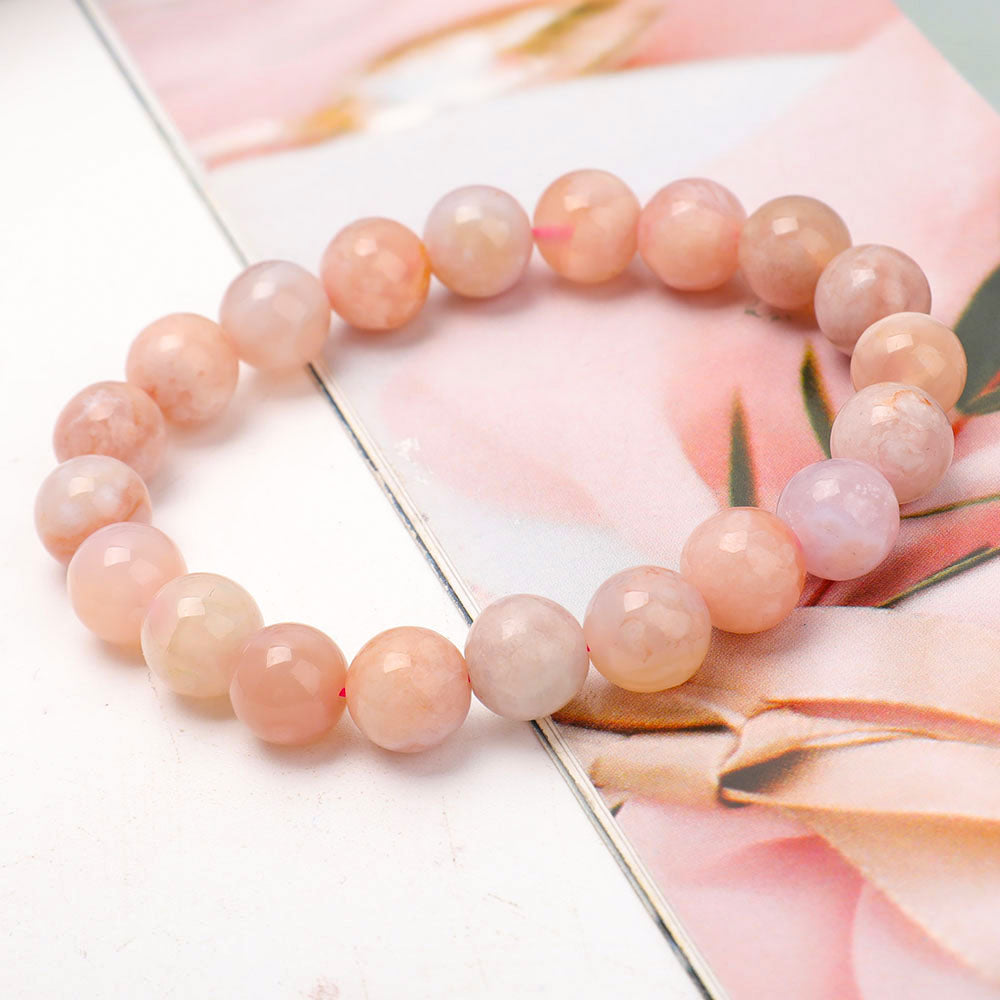 10mm Flower Agate Bracelet for Healing & Balance