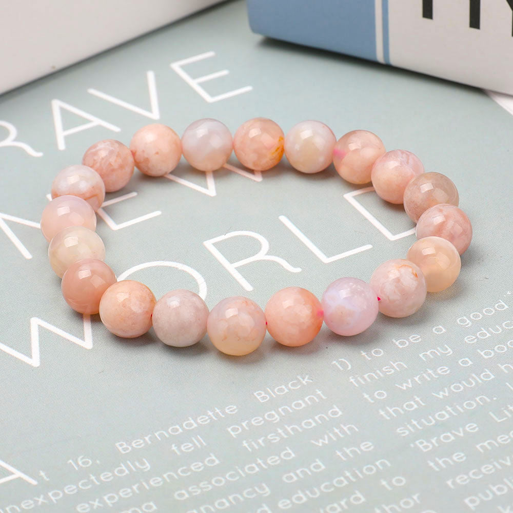 10mm Flower Agate Bracelet for Healing & Balance