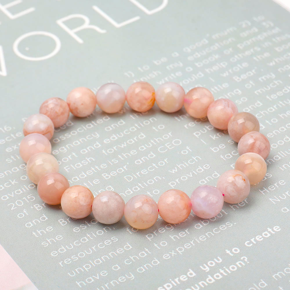 10mm Flower Agate Bracelet for Healing & Balance