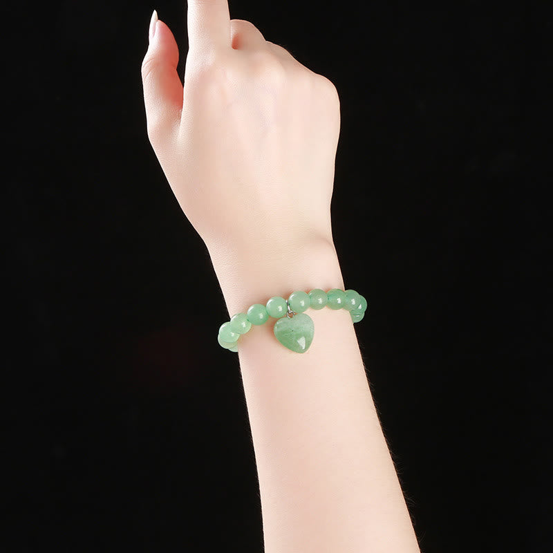 10mm Green Aventurine Love Heart Balance Bracelet
