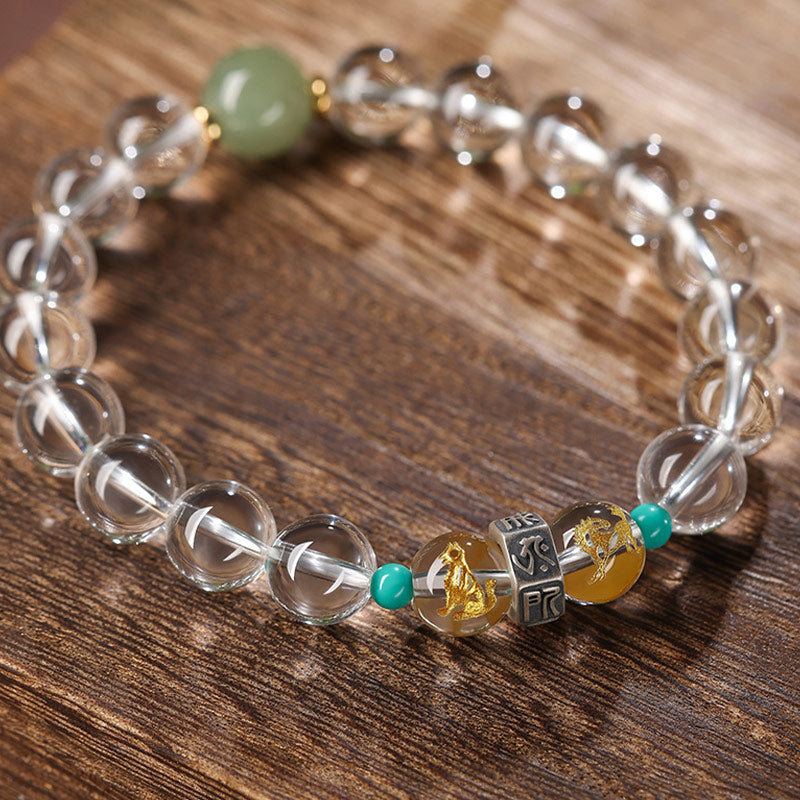 10mm Hetian Jade Chinese Zodiac Healing Bracelet
