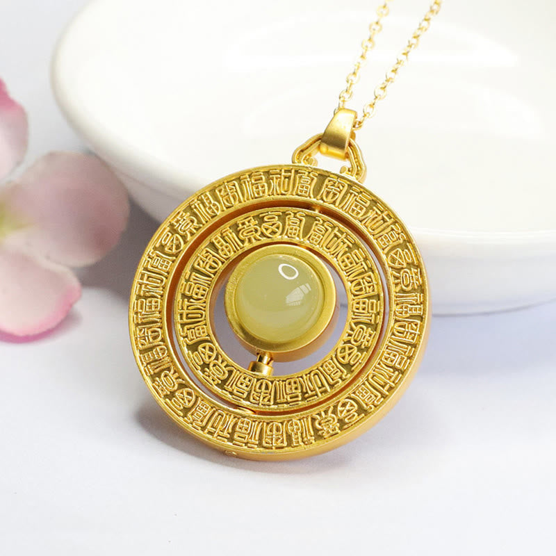 10mm Hetian Jade Hundred Blessings Rotatable Necklace Pendant