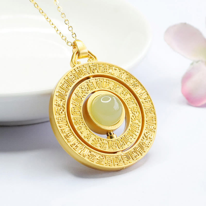 10mm Hetian Jade Hundred Blessings Rotatable Necklace Pendant