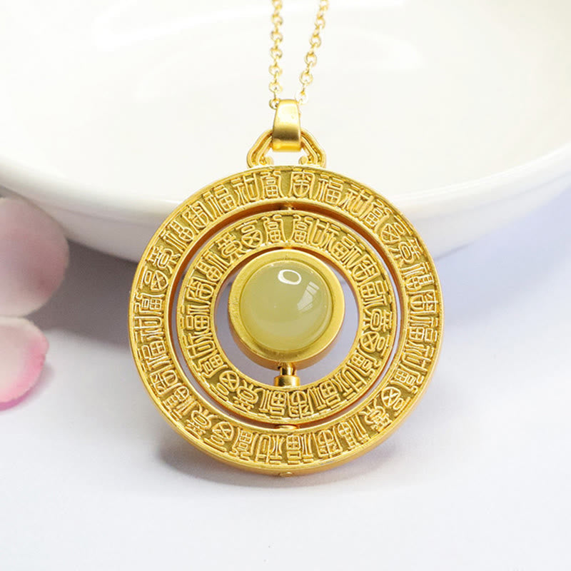 10mm Hetian Jade Hundred Blessings Rotatable Necklace Pendant