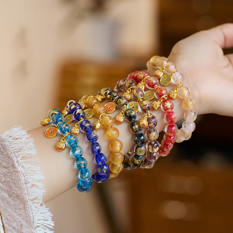 10mm Liuli Glass Fortune Bracelet For Good Luck Charm