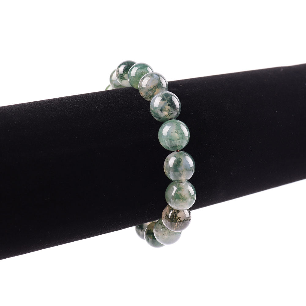 10mm Moss Agate Healing Bracelet for Emotional Balance