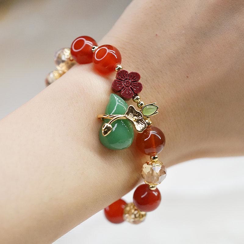 10mm Natural Red and Green Agate Confidence Bracelet