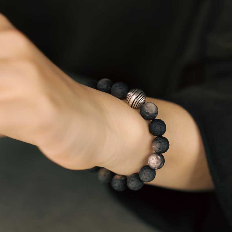 10mm Natural Silver Sheen Obsidian Protection Bracelet