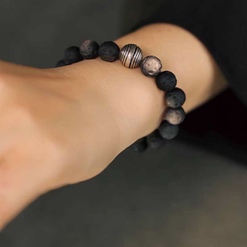 10mm Natural Silver Sheen Obsidian Protection Bracelet