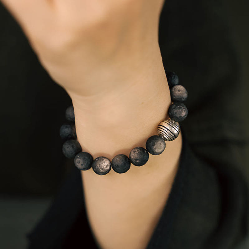 10mm Natural Silver Sheen Obsidian Protection Bracelet