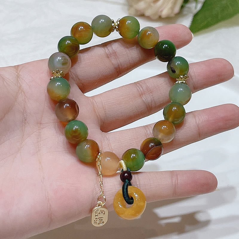 10MM Peacock Agate Topaz Peace Buckle Balance Bracelet