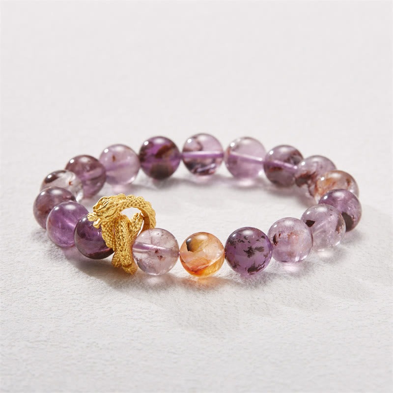 10mm Purple Phantom Gold-plated Dragon Wisdom Bracelet
