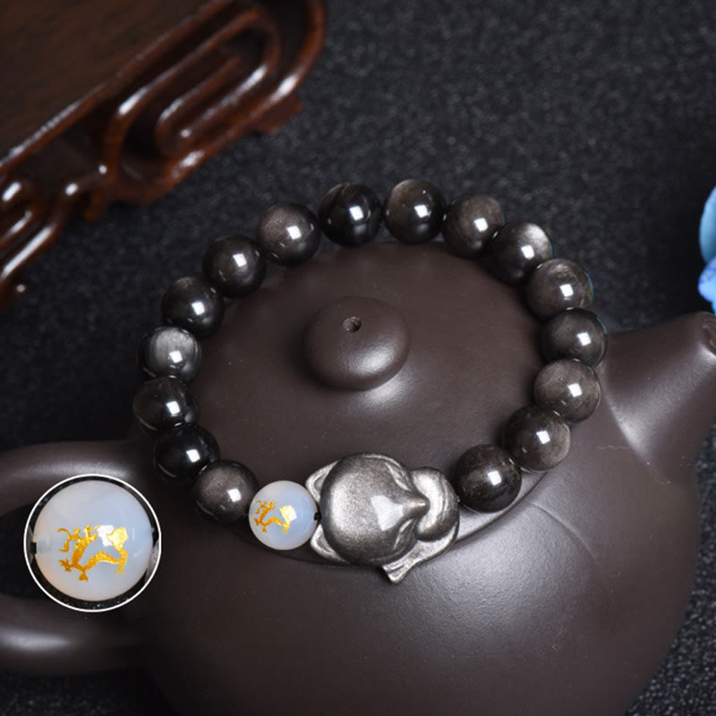 10mm Rainbow Obsidian Protection Bracelet