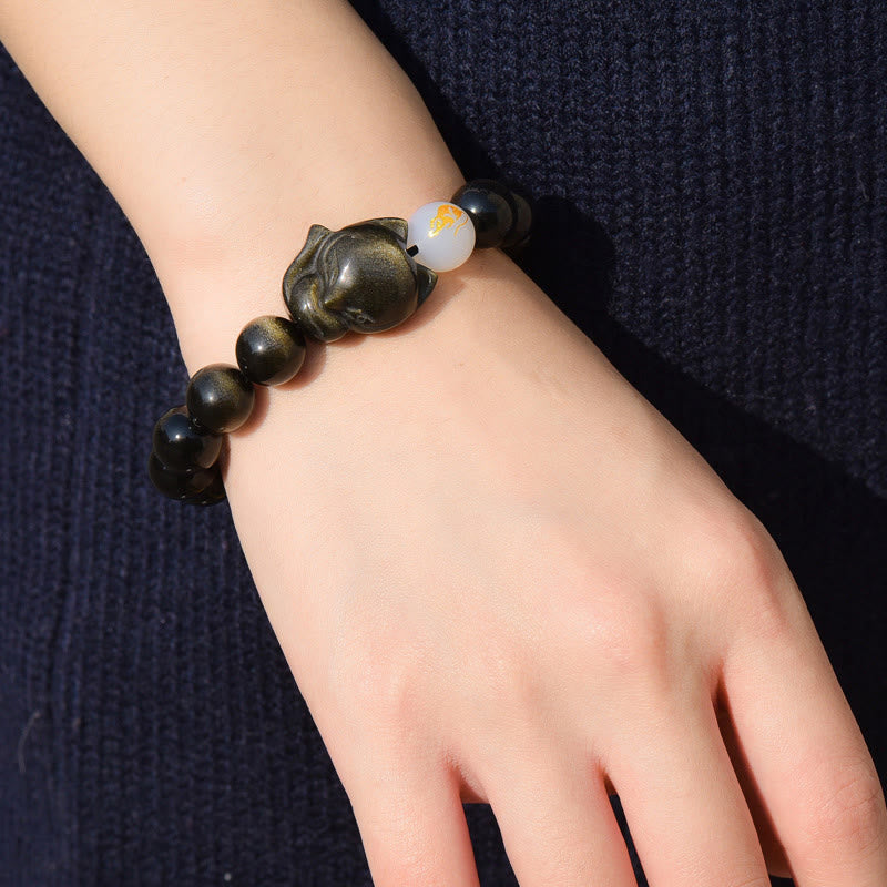 10mm Rainbow Obsidian Protection Bracelet