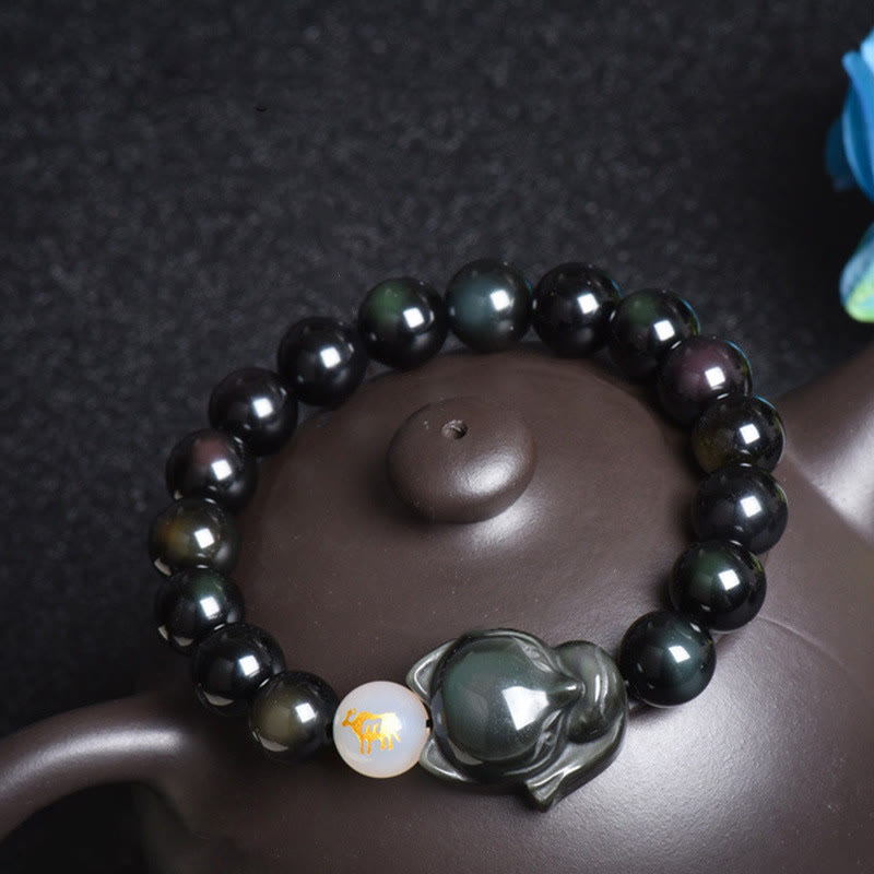 10mm Rainbow Obsidian Protection Bracelet