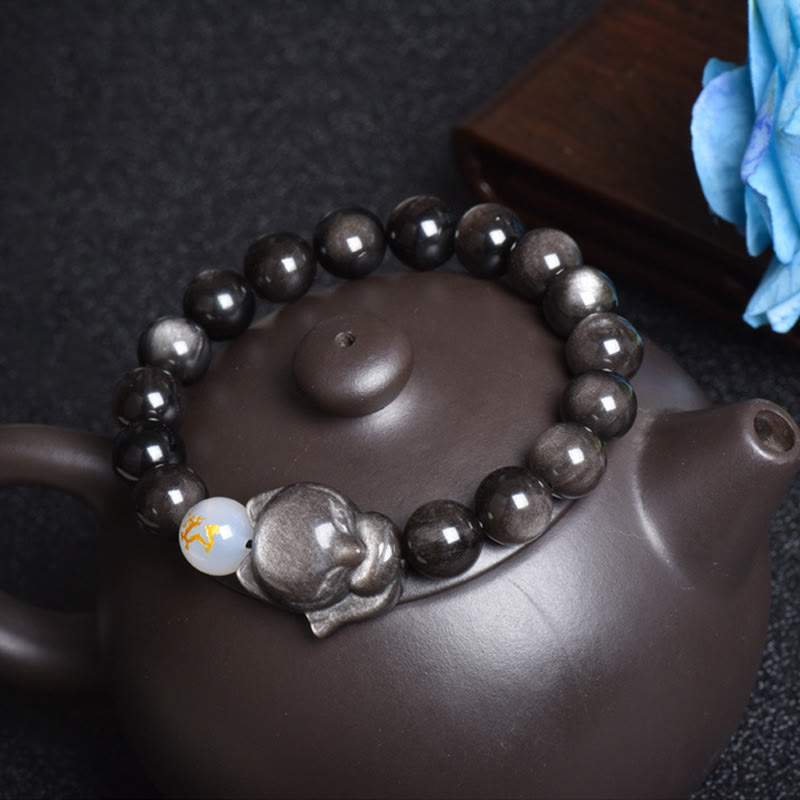 10mm Rainbow Obsidian Protection Bracelet