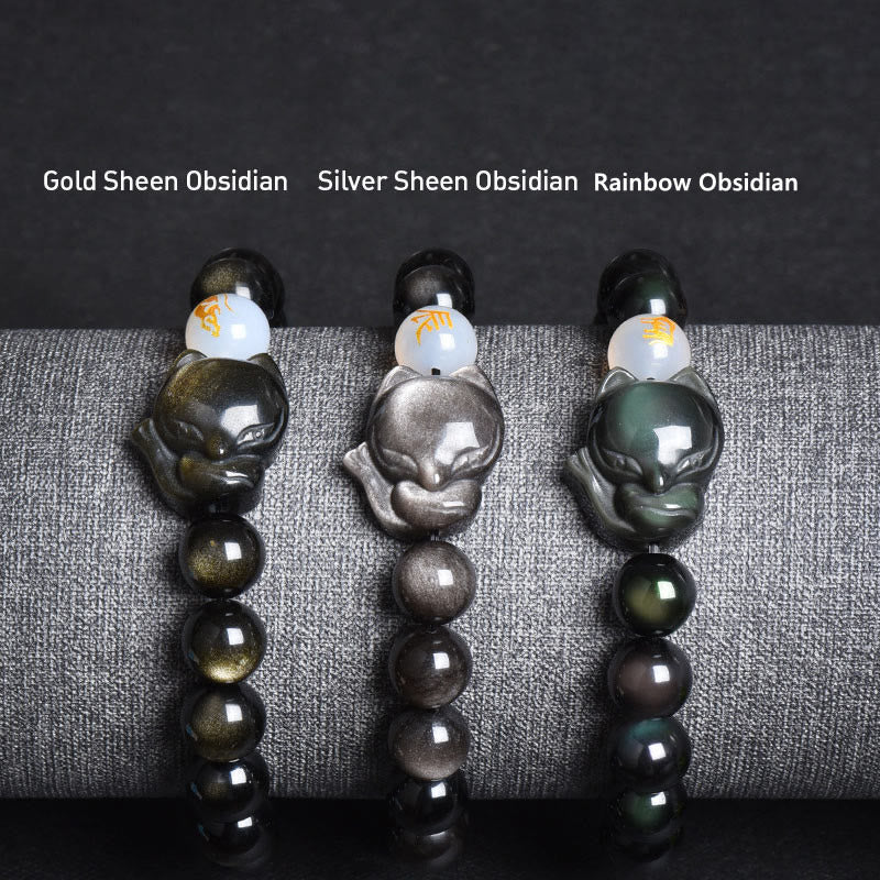 10mm Rainbow Obsidian Protection Bracelet