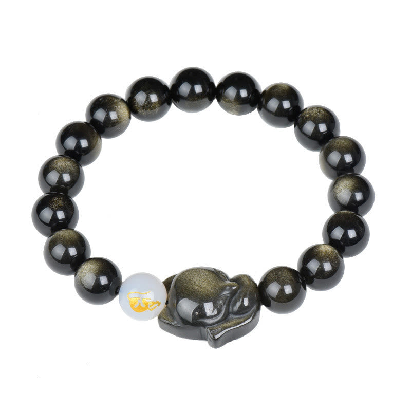 10mm Rainbow Obsidian Protection Bracelet