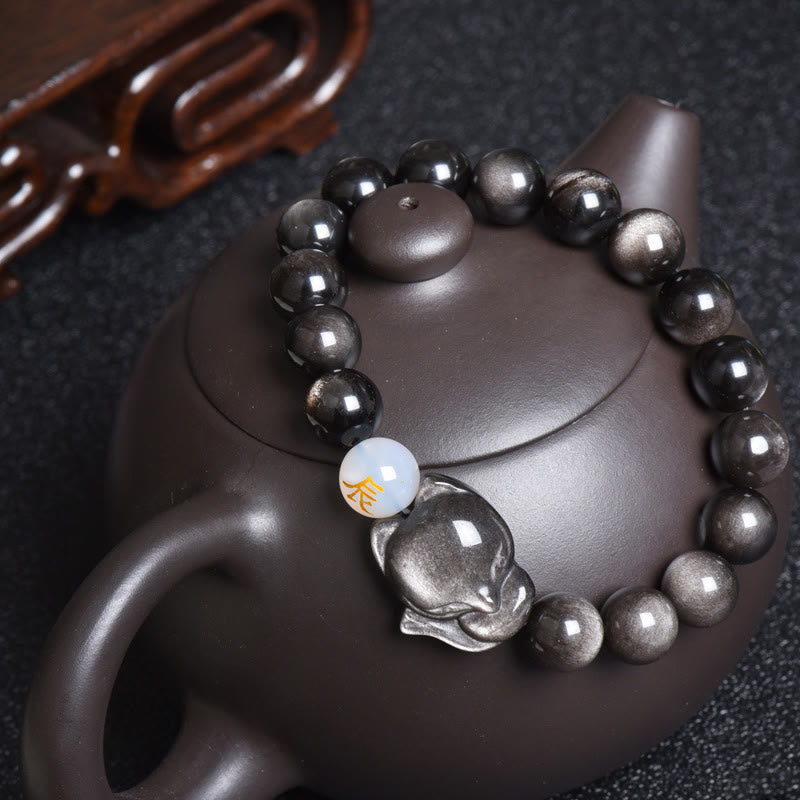 10mm Rainbow Obsidian Protection Bracelet