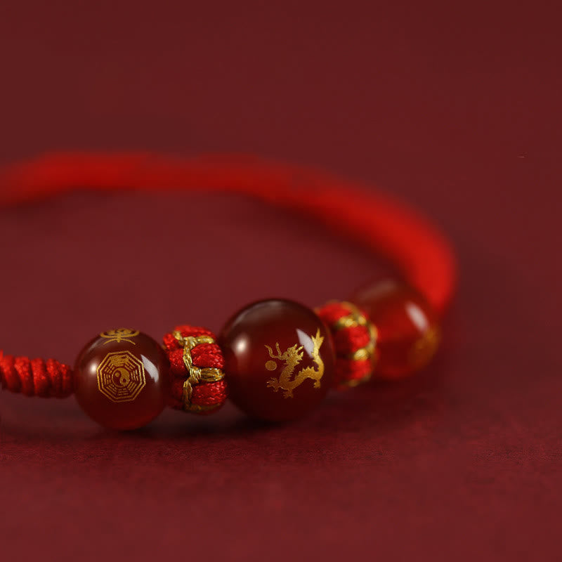 10mm Red Agate Chinese Zodiac Protection Bracelet