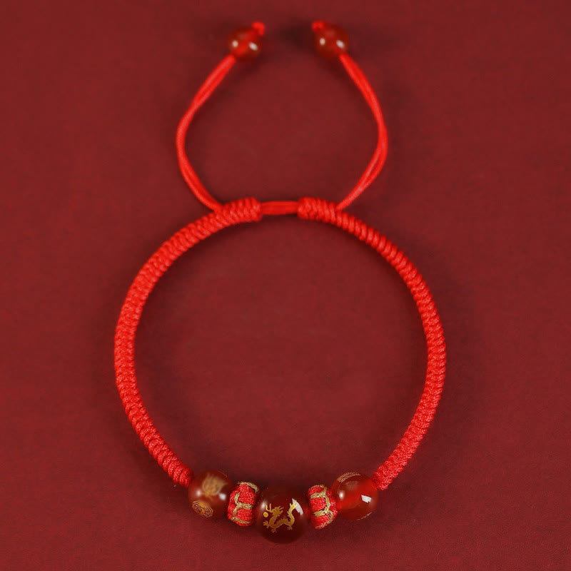 10mm Red Agate Chinese Zodiac Protection Bracelet