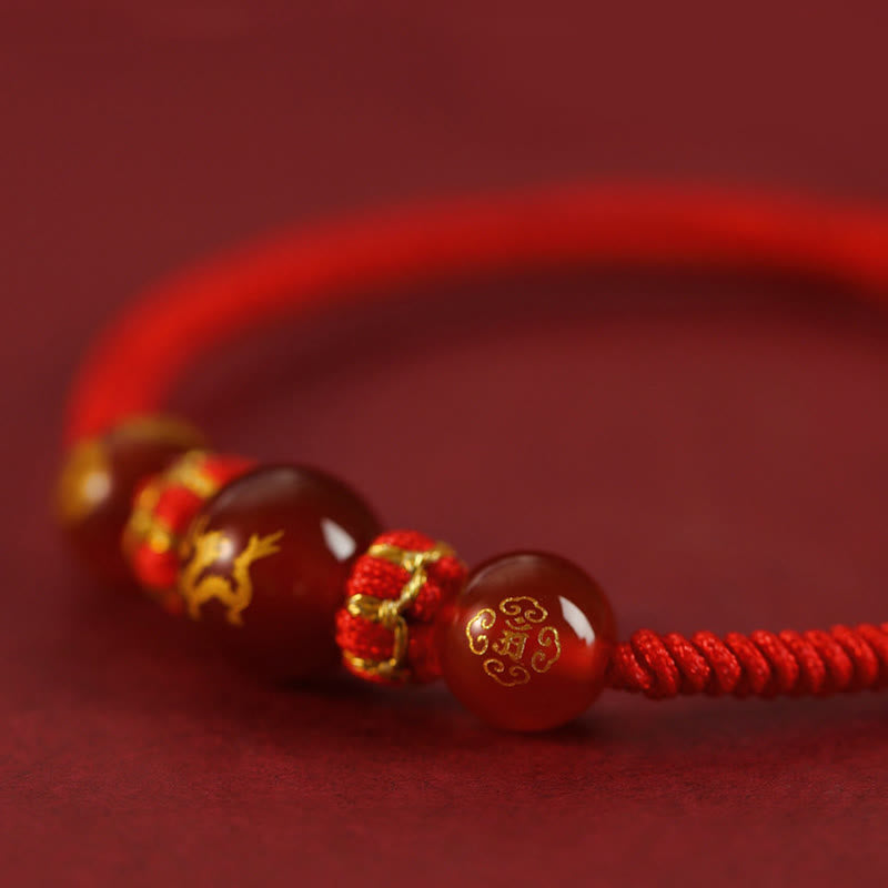 10mm Red Agate Chinese Zodiac Protection Bracelet