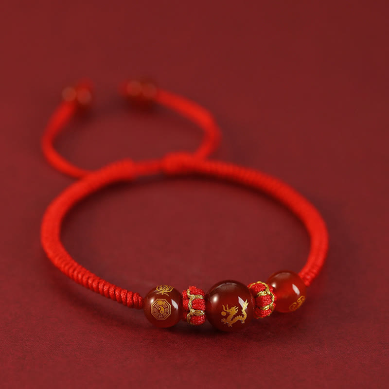 10mm Red Agate Chinese Zodiac Protection Bracelet