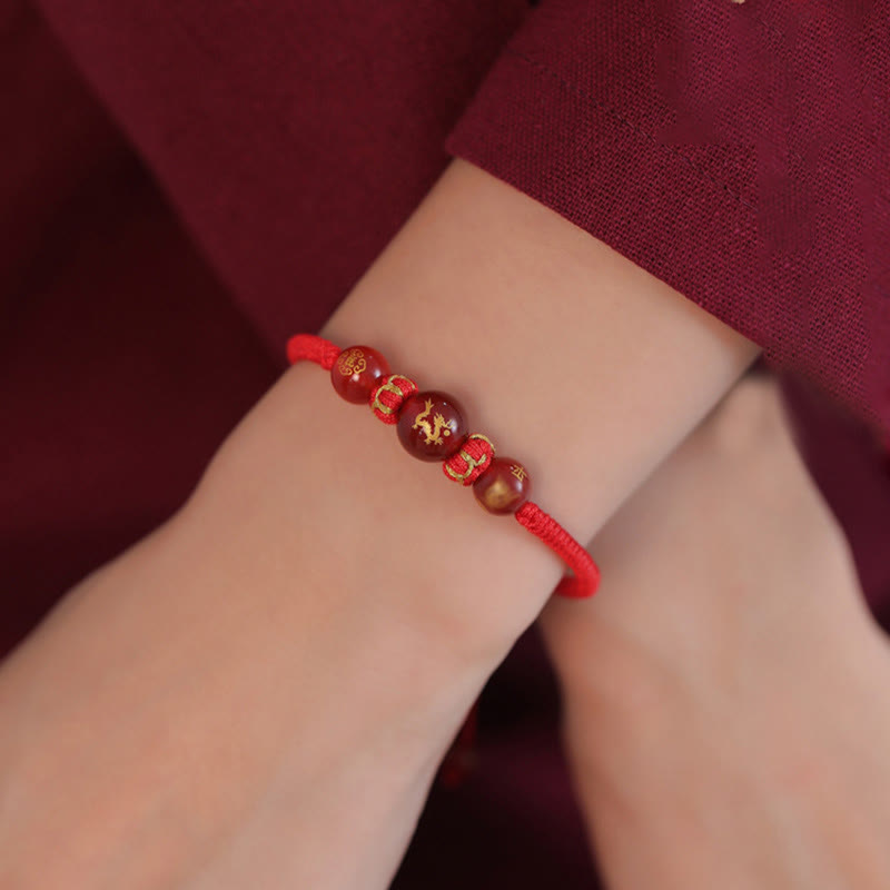 10mm Red Agate Chinese Zodiac Protection Bracelet