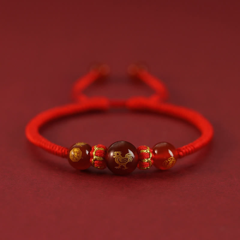 10mm Red Agate Chinese Zodiac Protection Bracelet