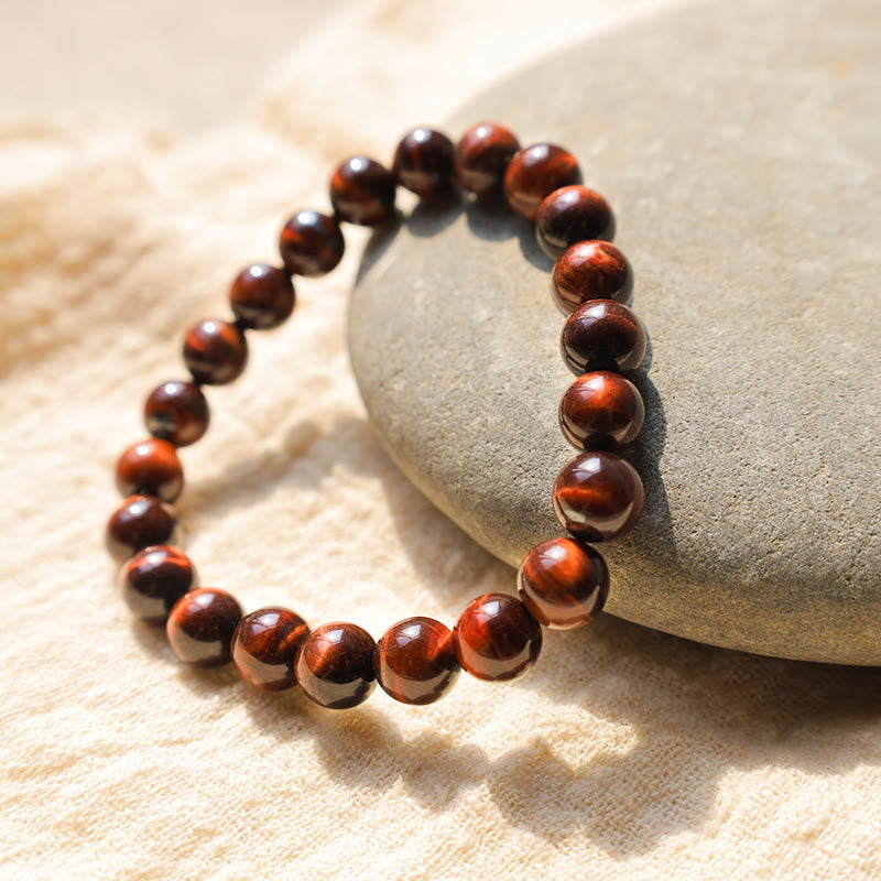 10mm Red Tiger Eye Healing Bracelet for Courage