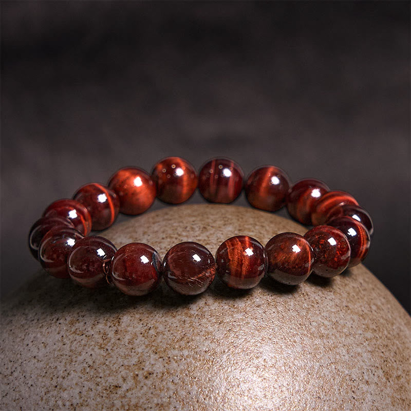 10mm Red Tiger Eye Healing Bracelet for Courage