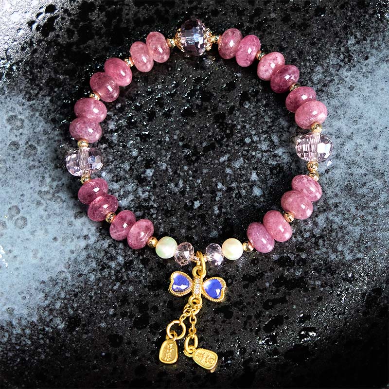 10mm Rose Quartz Peace Buckle Bracelet for Women
